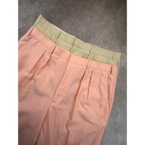 Pleated Linen Shorts Lot of 2 Mens 40 Pastel Pink Sage Green Bermuda Casual